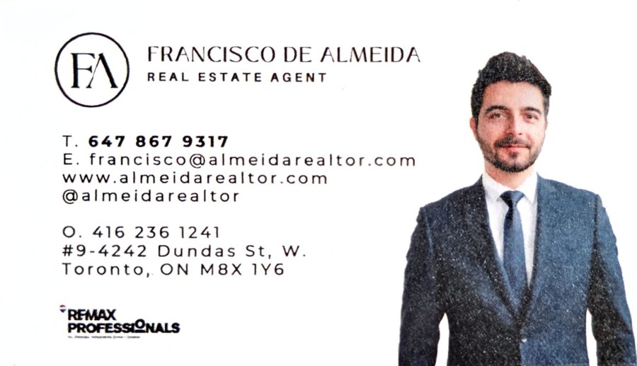 Business card of Francisco de Almeida, Real Estate Agent, RE/MAX Professionals